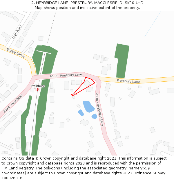 2, HEYBRIDGE LANE, PRESTBURY, MACCLESFIELD, SK10 4HD: Location map and indicative extent of plot