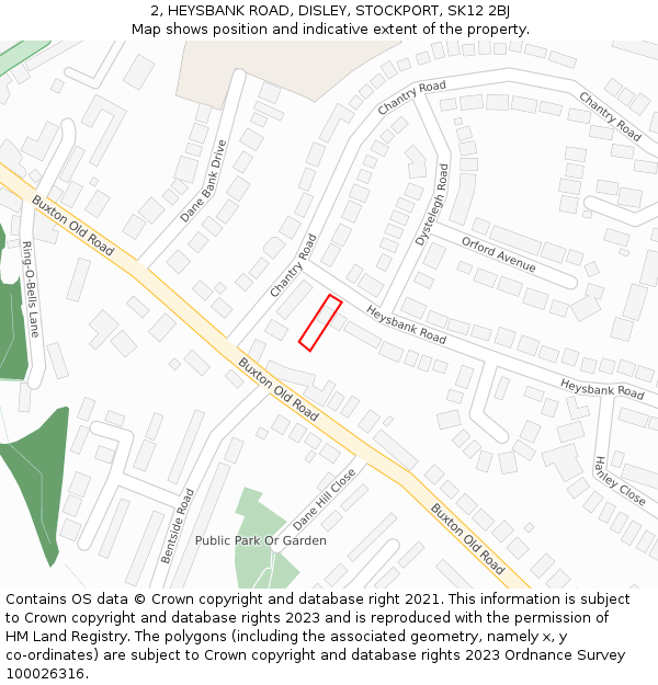 2, HEYSBANK ROAD, DISLEY, STOCKPORT, SK12 2BJ: Location map and indicative extent of plot