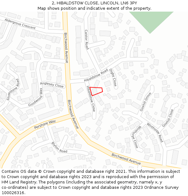 2, HIBALDSTOW CLOSE, LINCOLN, LN6 3PY: Location map and indicative extent of plot