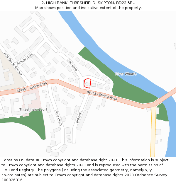 2, HIGH BANK, THRESHFIELD, SKIPTON, BD23 5BU: Location map and indicative extent of plot