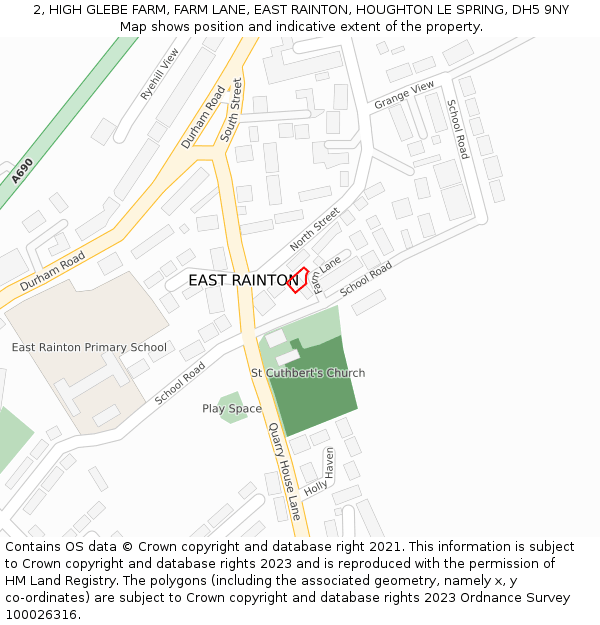 2, HIGH GLEBE FARM, FARM LANE, EAST RAINTON, HOUGHTON LE SPRING, DH5 9NY: Location map and indicative extent of plot