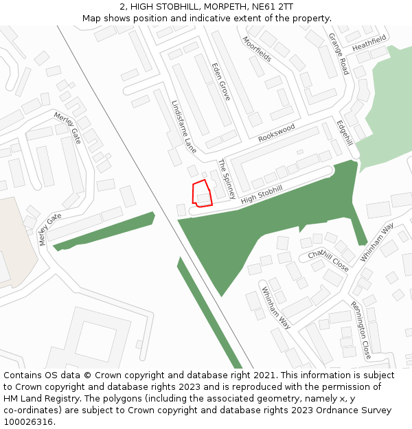 2, HIGH STOBHILL, MORPETH, NE61 2TT: Location map and indicative extent of plot