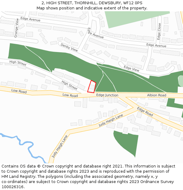 2, HIGH STREET, THORNHILL, DEWSBURY, WF12 0PS: Location map and indicative extent of plot