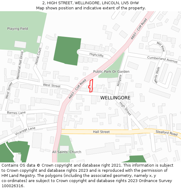 2, HIGH STREET, WELLINGORE, LINCOLN, LN5 0HW: Location map and indicative extent of plot