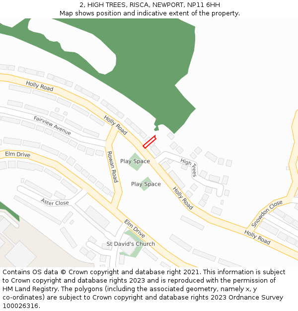 2, HIGH TREES, RISCA, NEWPORT, NP11 6HH: Location map and indicative extent of plot