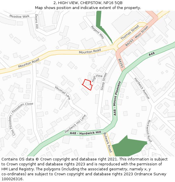 2, HIGH VIEW, CHEPSTOW, NP16 5QB: Location map and indicative extent of plot