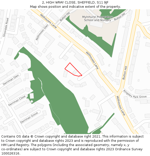 2, HIGH WRAY CLOSE, SHEFFIELD, S11 9JF: Location map and indicative extent of plot