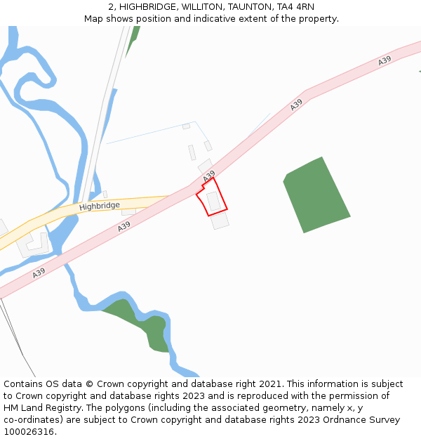 2, HIGHBRIDGE, WILLITON, TAUNTON, TA4 4RN: Location map and indicative extent of plot