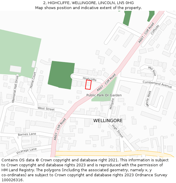 2, HIGHCLIFFE, WELLINGORE, LINCOLN, LN5 0HG: Location map and indicative extent of plot