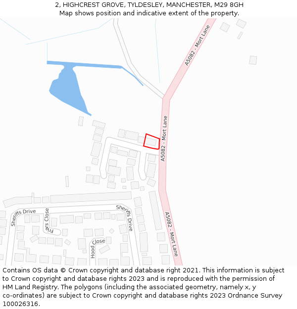 2, HIGHCREST GROVE, TYLDESLEY, MANCHESTER, M29 8GH: Location map and indicative extent of plot