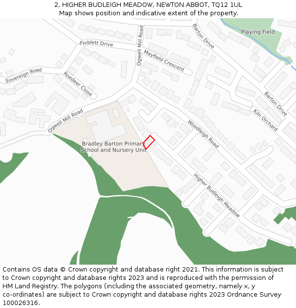 2, HIGHER BUDLEIGH MEADOW, NEWTON ABBOT, TQ12 1UL: Location map and indicative extent of plot