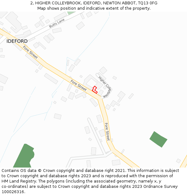 2, HIGHER COLLEYBROOK, IDEFORD, NEWTON ABBOT, TQ13 0FG: Location map and indicative extent of plot
