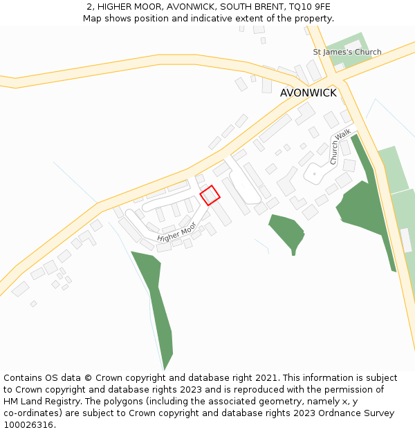 2, HIGHER MOOR, AVONWICK, SOUTH BRENT, TQ10 9FE: Location map and indicative extent of plot