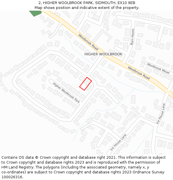 2, HIGHER WOOLBROOK PARK, SIDMOUTH, EX10 9EB: Location map and indicative extent of plot