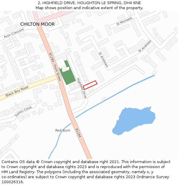 2, HIGHFIELD DRIVE, HOUGHTON LE SPRING, DH4 6NE: Location map and indicative extent of plot