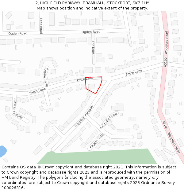 2, HIGHFIELD PARKWAY, BRAMHALL, STOCKPORT, SK7 1HY: Location map and indicative extent of plot