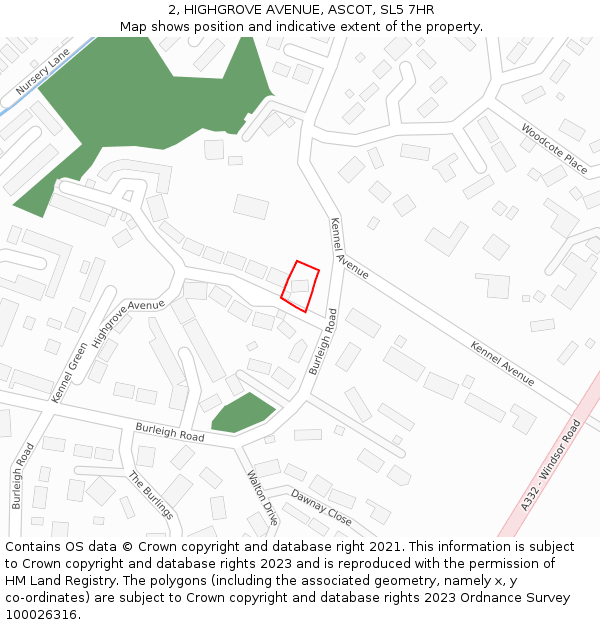 2, HIGHGROVE AVENUE, ASCOT, SL5 7HR: Location map and indicative extent of plot