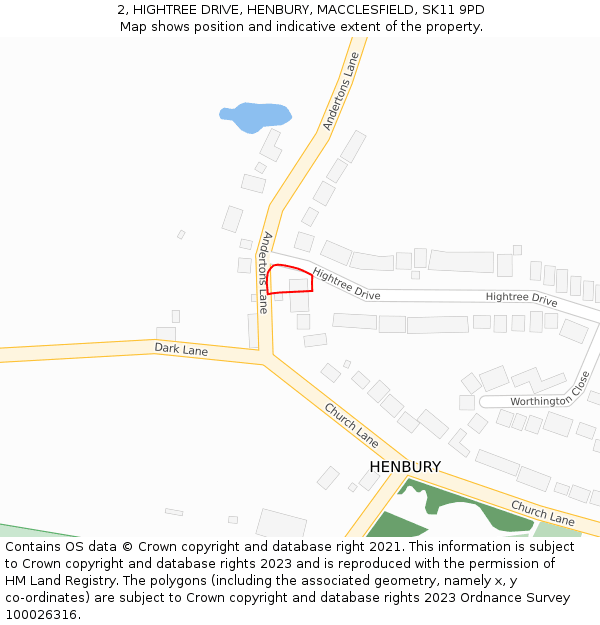 2, HIGHTREE DRIVE, HENBURY, MACCLESFIELD, SK11 9PD: Location map and indicative extent of plot