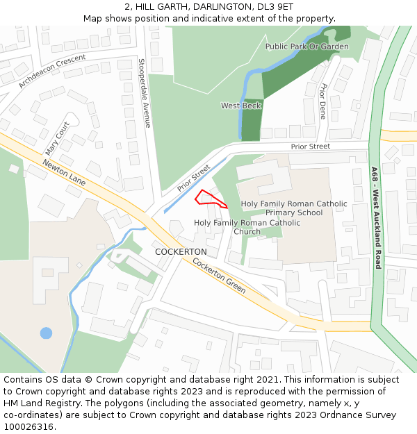 2, HILL GARTH, DARLINGTON, DL3 9ET: Location map and indicative extent of plot