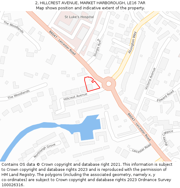 2, HILLCREST AVENUE, MARKET HARBOROUGH, LE16 7AR: Location map and indicative extent of plot