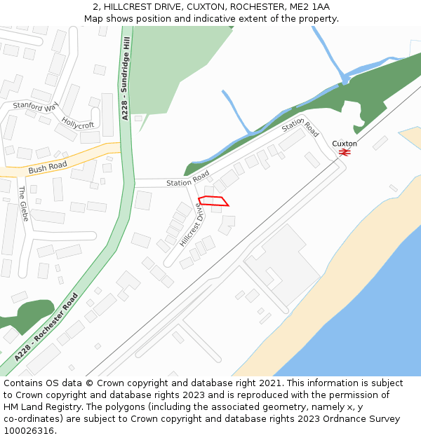 2, HILLCREST DRIVE, CUXTON, ROCHESTER, ME2 1AA: Location map and indicative extent of plot