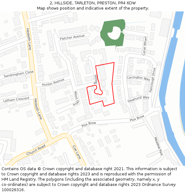 2, HILLSIDE, TARLETON, PRESTON, PR4 6DW: Location map and indicative extent of plot