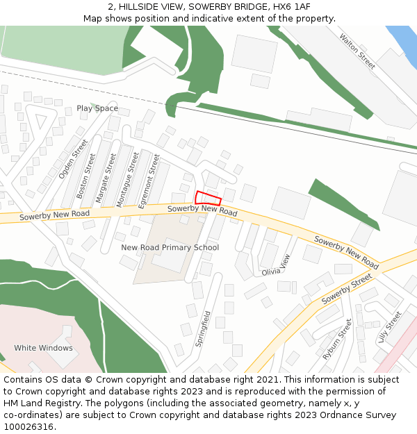 2, HILLSIDE VIEW, SOWERBY BRIDGE, HX6 1AF: Location map and indicative extent of plot