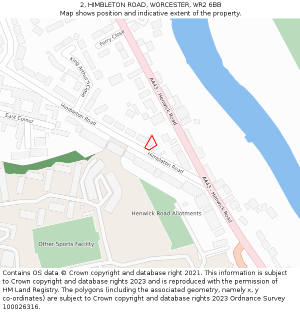 2, HIMBLETON ROAD, WORCESTER, WR2 6BB: Location map and indicative extent of plot