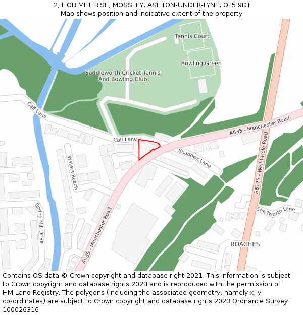 2, HOB MILL RISE, MOSSLEY, ASHTON-UNDER-LYNE, OL5 9DT: Location map and indicative extent of plot