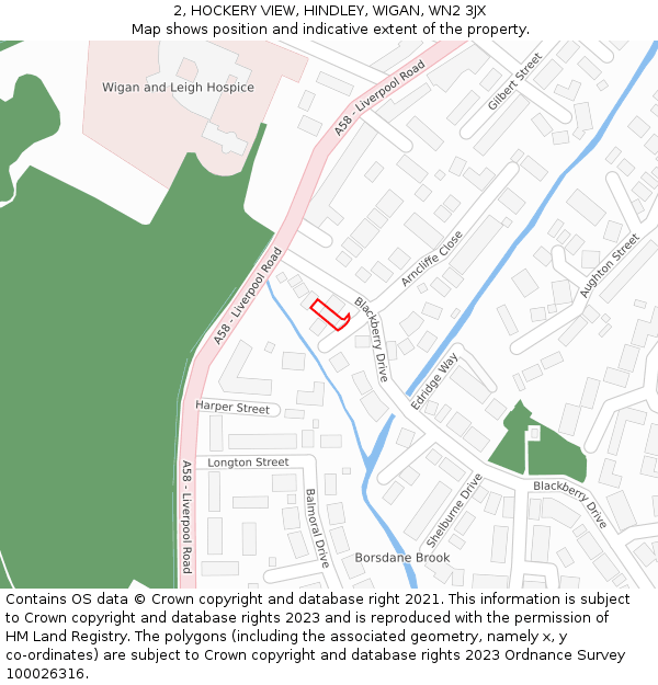 2, HOCKERY VIEW, HINDLEY, WIGAN, WN2 3JX: Location map and indicative extent of plot