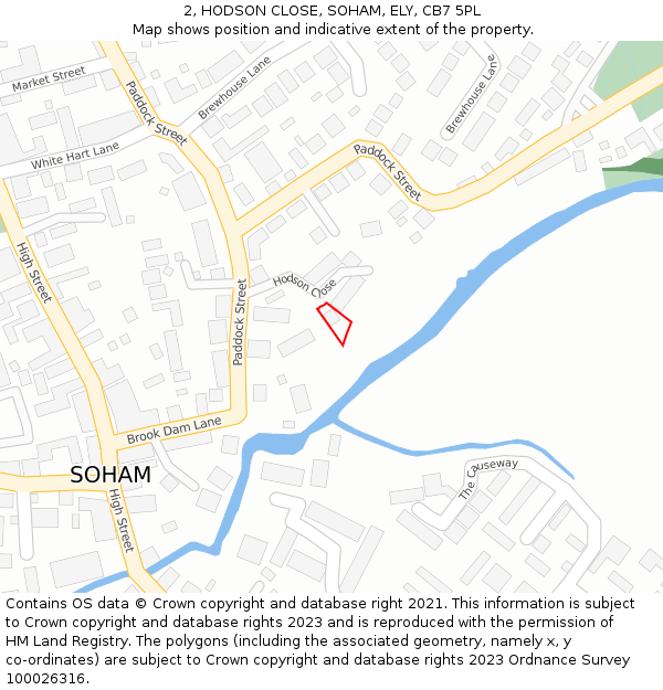 2, HODSON CLOSE, SOHAM, ELY, CB7 5PL: Location map and indicative extent of plot