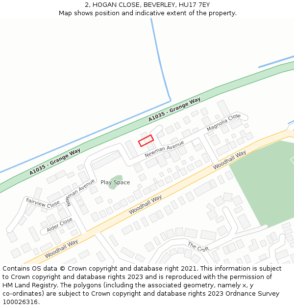 2, HOGAN CLOSE, BEVERLEY, HU17 7EY: Location map and indicative extent of plot