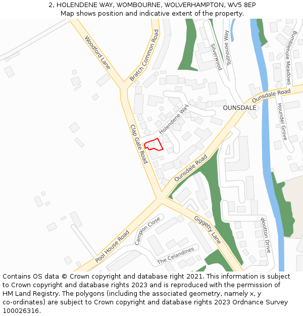 2, HOLENDENE WAY, WOMBOURNE, WOLVERHAMPTON, WV5 8EP: Location map and indicative extent of plot