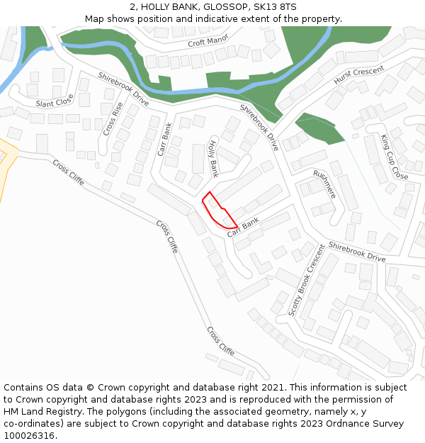 2, HOLLY BANK, GLOSSOP, SK13 8TS: Location map and indicative extent of plot