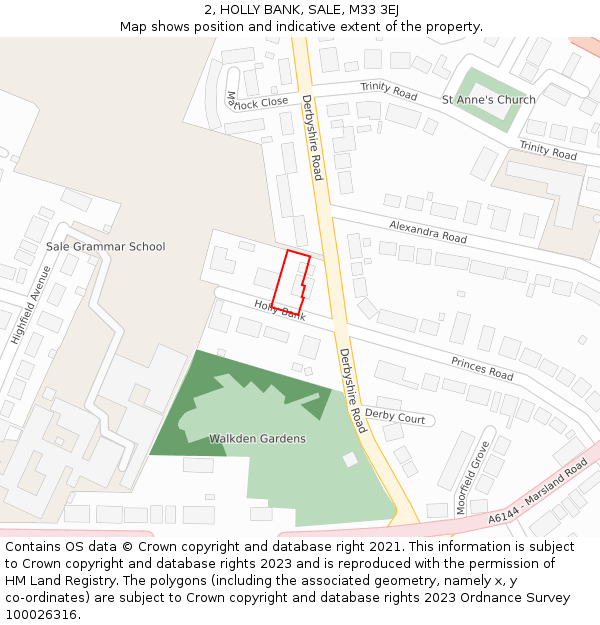 2, HOLLY BANK, SALE, M33 3EJ: Location map and indicative extent of plot