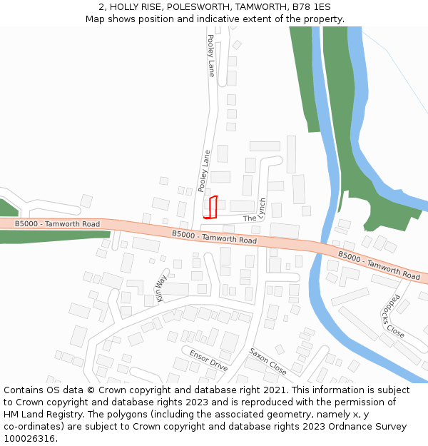 2, HOLLY RISE, POLESWORTH, TAMWORTH, B78 1ES: Location map and indicative extent of plot