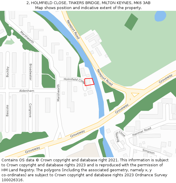 2, HOLMFIELD CLOSE, TINKERS BRIDGE, MILTON KEYNES, MK6 3AB: Location map and indicative extent of plot