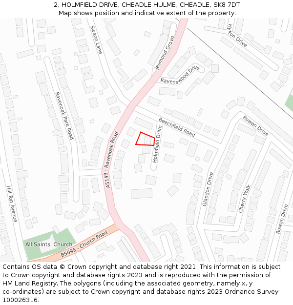 2, HOLMFIELD DRIVE, CHEADLE HULME, CHEADLE, SK8 7DT: Location map and indicative extent of plot