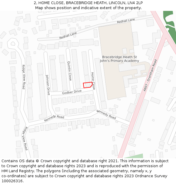 2, HOME CLOSE, BRACEBRIDGE HEATH, LINCOLN, LN4 2LP: Location map and indicative extent of plot