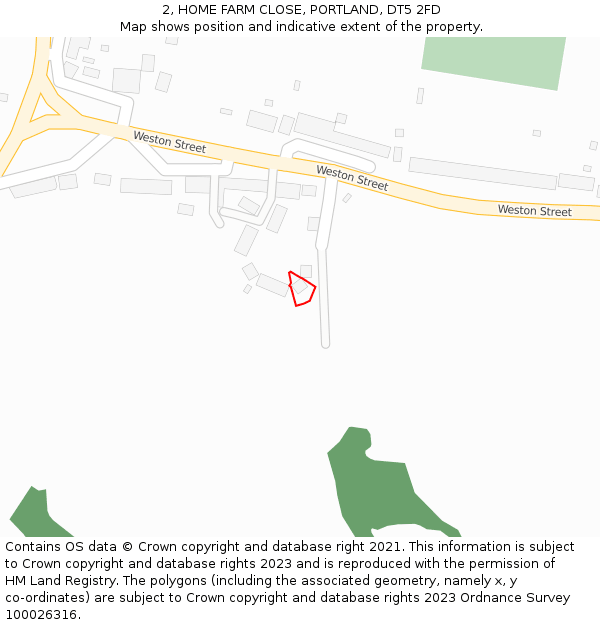 2, HOME FARM CLOSE, PORTLAND, DT5 2FD: Location map and indicative extent of plot