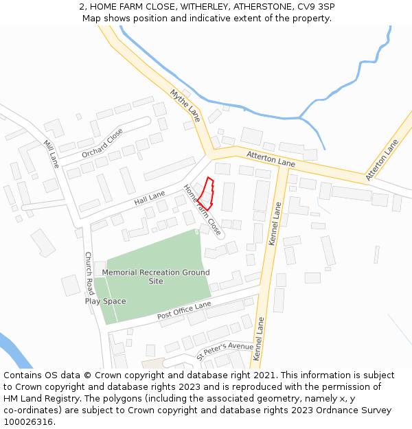 2, HOME FARM CLOSE, WITHERLEY, ATHERSTONE, CV9 3SP: Location map and indicative extent of plot