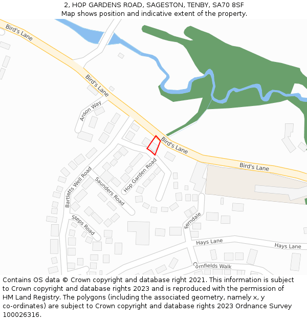 2, HOP GARDENS ROAD, SAGESTON, TENBY, SA70 8SF: Location map and indicative extent of plot