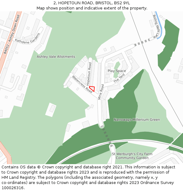 2, HOPETOUN ROAD, BRISTOL, BS2 9YL: Location map and indicative extent of plot