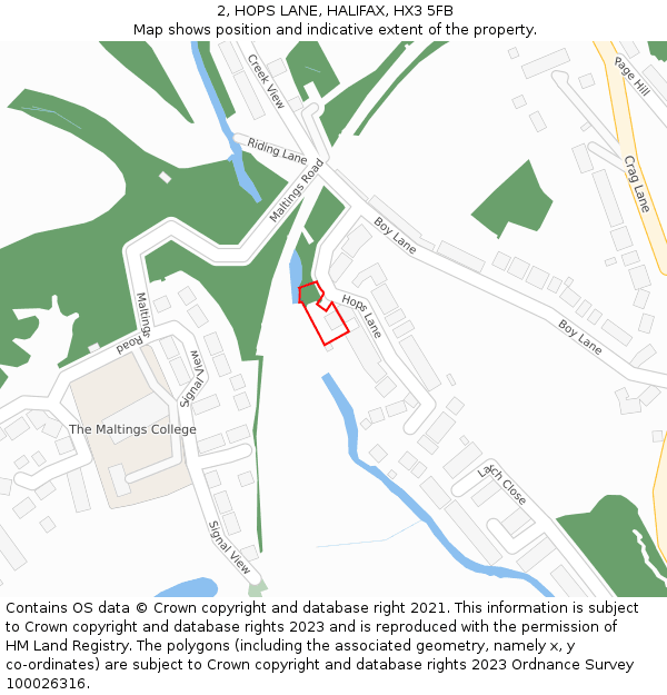 2, HOPS LANE, HALIFAX, HX3 5FB: Location map and indicative extent of plot