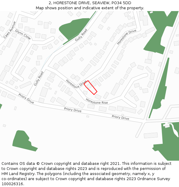 2, HORESTONE DRIVE, SEAVIEW, PO34 5DD: Location map and indicative extent of plot