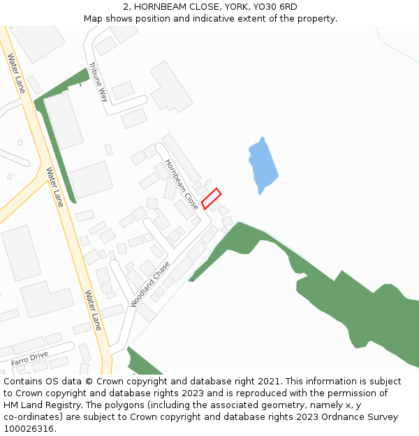 2, HORNBEAM CLOSE, YORK, YO30 6RD: Location map and indicative extent of plot