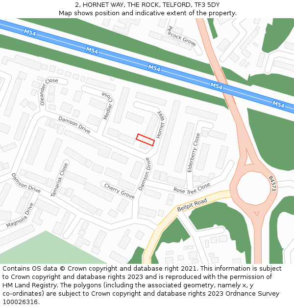 2, HORNET WAY, THE ROCK, TELFORD, TF3 5DY: Location map and indicative extent of plot