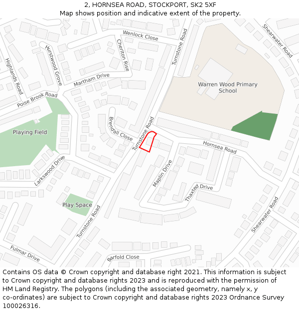 2, HORNSEA ROAD, STOCKPORT, SK2 5XF: Location map and indicative extent of plot