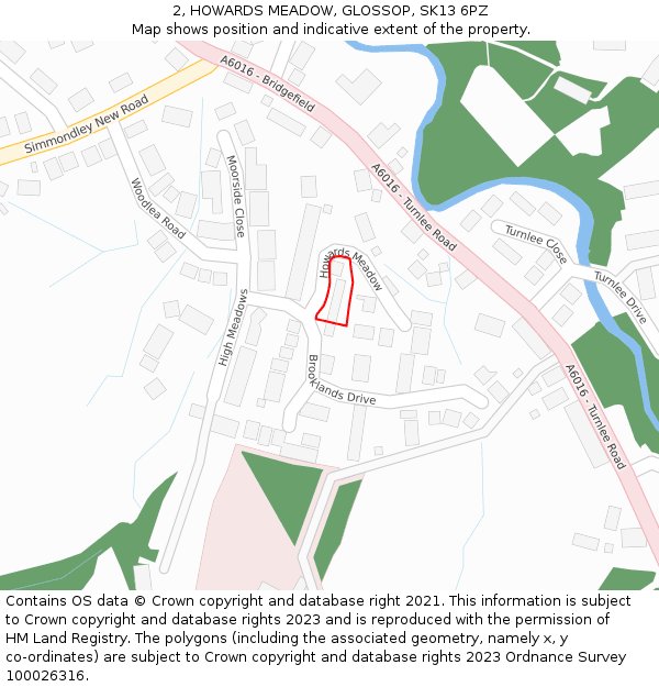 2, HOWARDS MEADOW, GLOSSOP, SK13 6PZ: Location map and indicative extent of plot