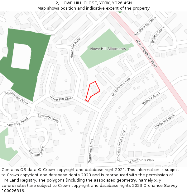 2, HOWE HILL CLOSE, YORK, YO26 4SN: Location map and indicative extent of plot